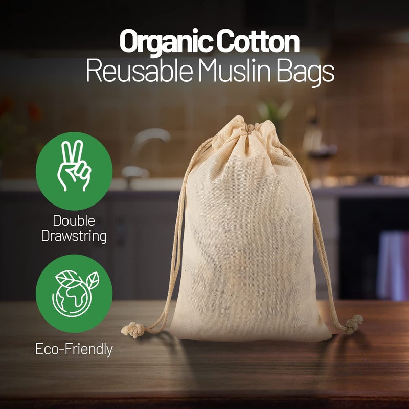 Greenmile 24 Pack Organic Cotton Muslin Bags | 4x6" | Reusable Small Cloth Bag - Image 2